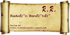 Radván Renátó névjegykártya